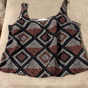 LOFT Black and Red Geometric Tank Top